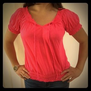 No Boundaries Hot Pink Top With Puffed Sleeves